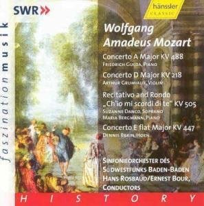 Mozart , Wolfgang Amadeus - Solokonzerte KV 488 / KV 218 / KV 505 / KV 447 (SOSWR Baden-Baden, Rosbaud, Bour)