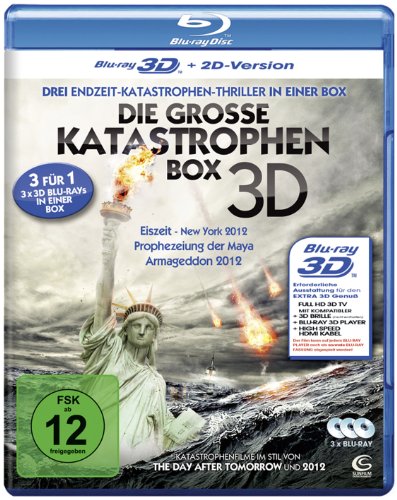  - Die große Katastrophenbox 3D - Boxset mit 3 3D Blu-rays: Eiszeit - New York 2012, Prophezeiung der Maya, Armageddon 2012 [3D Blu-ray + 2D Version]