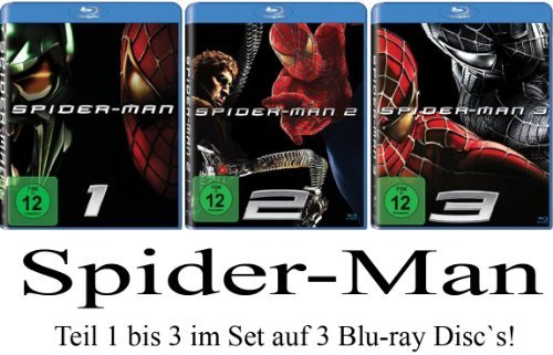  - Spider-Man: Teil 1-3 [Blu-ray] komplett im Set - Deutsche Originalware [3 Blu-rays]