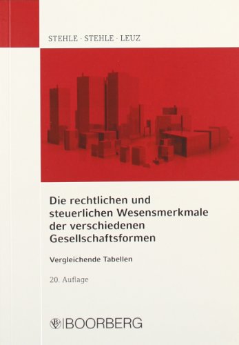  - Die rechtlichen und steuerlichen Wesensmerkmale der verschiedenen Gesellschaftsformen: Vergleichende Tabellen