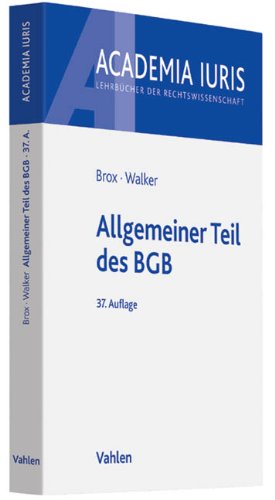  - Allgemeiner Teil des BGB